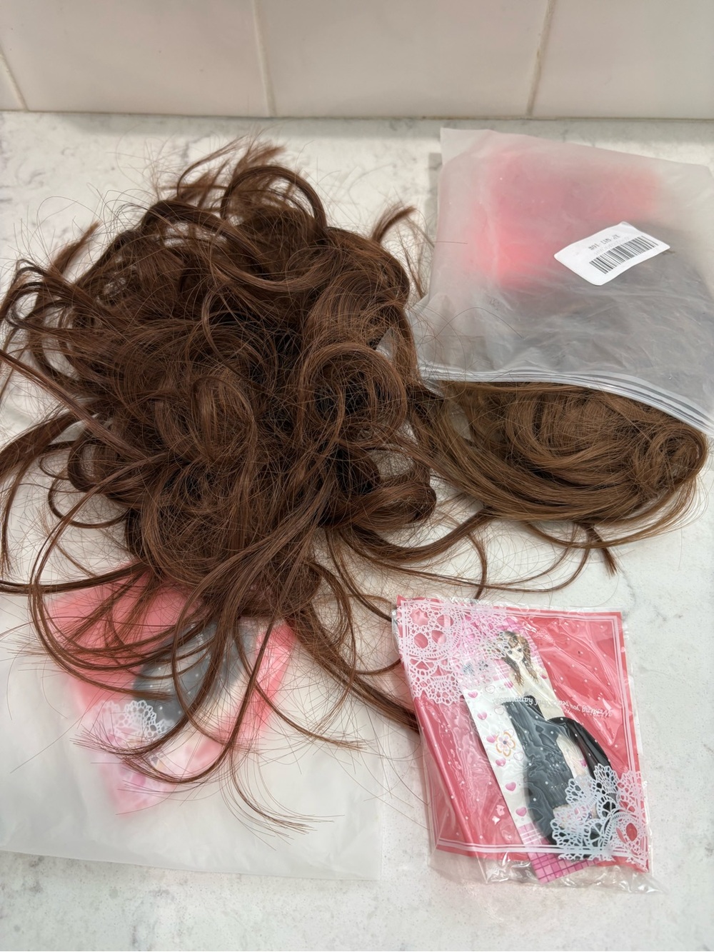 2 tousled updo hair pieces for a messy bun, scrunchie or ponytail- Womens